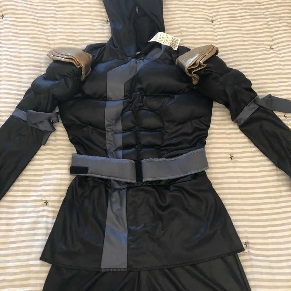 Ninja costume for kids black some gold and gray